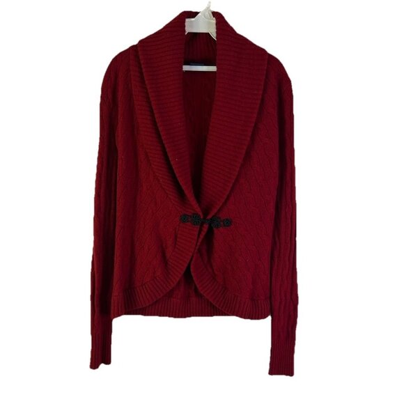 VTG 90s Ralph Lauren Merino Wool Cable Knit Shawl Collar Sweater - Picture 1 of 7